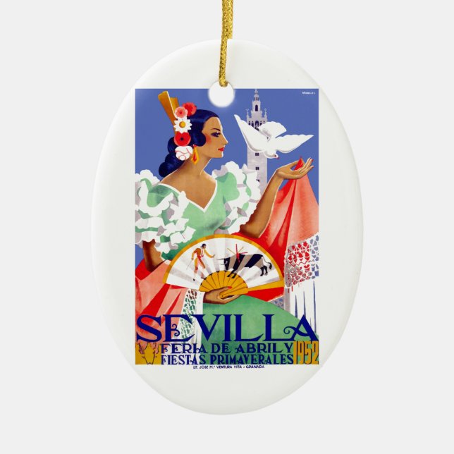 Angemessenes Plakat 1952 Sevillas Spanien April Keramikornament (Vorne)