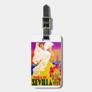 Angemessenes Plakat 1955 Spaniens Sevilla April Gepäckanhänger