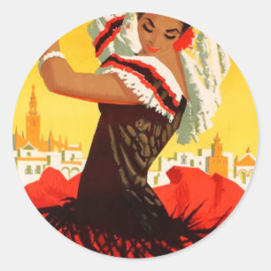 Angemessenes Plakat 1959 Spaniens Sevilla April Runder Aufkleber