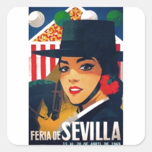 Angemessenes Plakat 1969 Spaniens Sevilla April Quadratischer Aufkleber