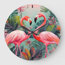 Angenehme rosa Flamingo große runde Acryluhr