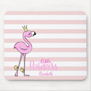 Angenehme rosa Flamingo Rosa Weiße Streifen Mousepad