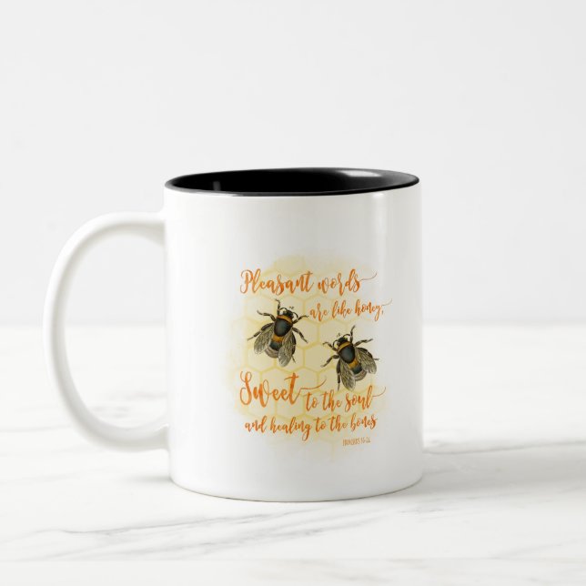 Angenehme Worte sind Bibelangebot Zweifarbige Tasse (Links)