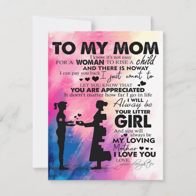 Angenehmer Brief an die Mama | Liebliches Geschenk Einladung (Vorderseite)