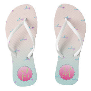 Angenehmer Cooler Glitzer Makeup, Monogramm Flip Flops