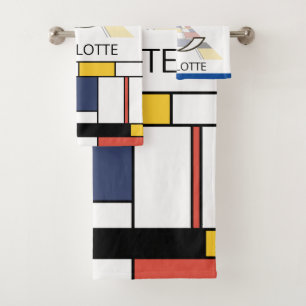 Angenehmer Neoplastizismus Art Monogramm. Buchstab Badhandtuch Set