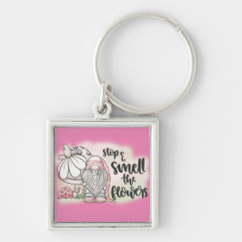 Angenehmer Stopp und Riechen der Blume Schlüsselanhänger