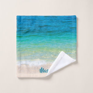 Angenehmer Strand (mit personalisiertem Namen) Waschlappen