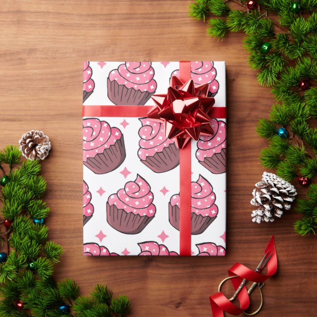Angenehmes Cupcake Muster-Papier Geschenkpapier (Feiertagsgeschenk)