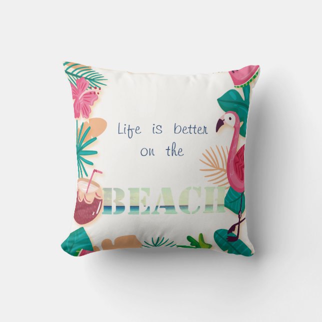 Angenehmes Flamingo, tropische Blume, Obst Kissen (Vorderseite)