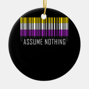 Angenommen, kein nichtbinärer Flag-Strichcode-Enby Keramik Ornament