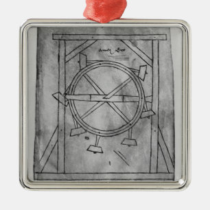 Angenommen Perpetuum mobileholzhammer und -rad Silbernes Ornament