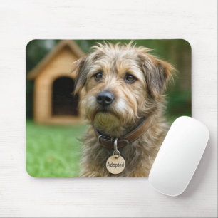 Angenommener Struppiger Hund Mit Hundehütte Mousepad