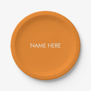 Angepasst mit Namen, minimalistisch orange weiß Pappteller