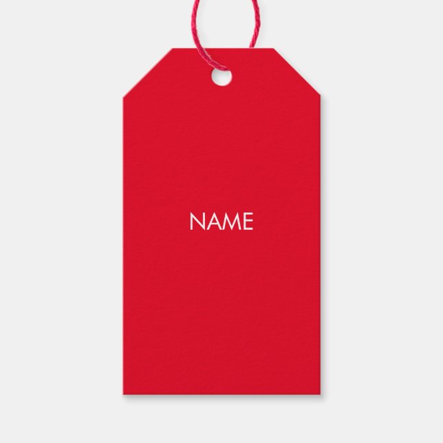 Angepasst mit Namen, Text minimalistisch rot weiß Geschenkanhänger (Vorderseite)