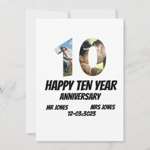 Angepasste 10 Jahre Jubiläum 2 Foto Collage T-Shir Einladung