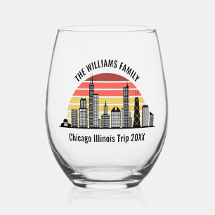 Angepasste Chicago-Sonnenuntergangsreise - Souveni Weinglas Ohne Stiel
