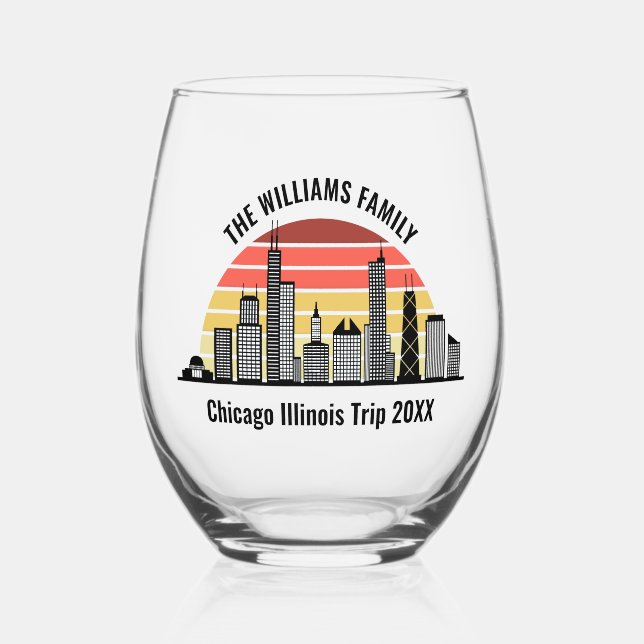 Angepasste Chicago-Sonnenuntergangsreise - Souveni Weinglas Ohne Stiel (Vorderseite)