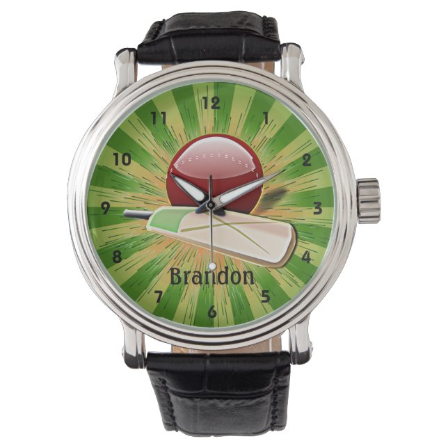 Angepasste Cricket-Design-Uhr Armbanduhr (Vorderseite)