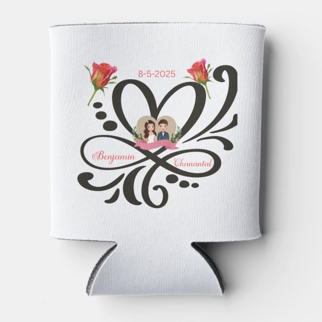 Angepasste Dosen abkühlen, Gastgeschenk Hochzeit,  Dosenkühler (Vorderseite)