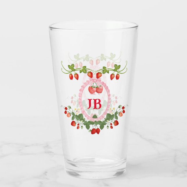 Angepasste Erdbeere Mit Monogramm Glas (Rückseite)