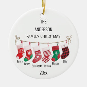 Angepasste Familie von 6 Strümpfen Name & Jahr Wei Keramik Ornament