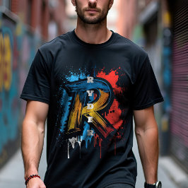 Angepasste fette Graffiti Monogram 'R' Urban T-Shirt