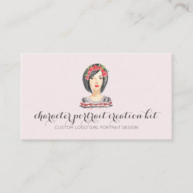 Angepasste Girl-Portrait-Schrift Visitenkarte (Vorderseite)
