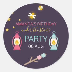 Angepasste Glamping-Party Runder Aufkleber