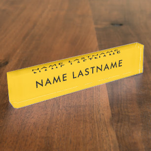 Angepasste, hellgelbe Minimalistische Namensplakette