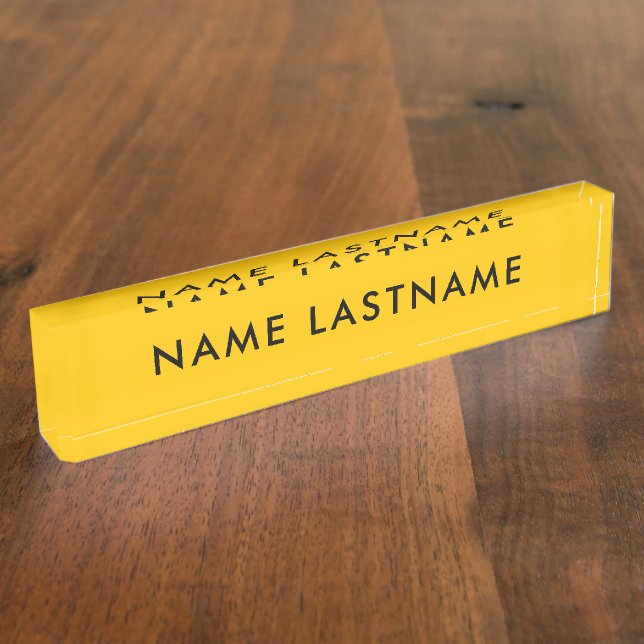 Angepasste, hellgelbe Minimalistische Namensplakette (Seite)
