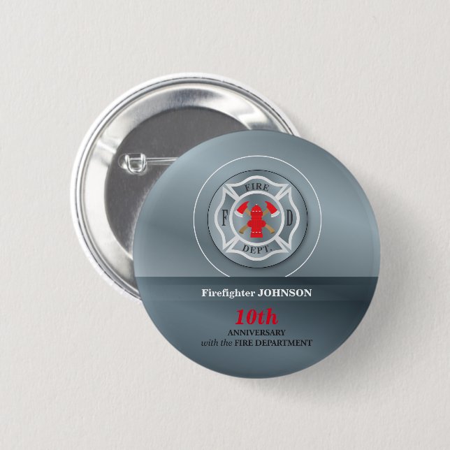Angepasste, Jubiläumsfeier mit Feuerwehr Button (Vorne & Hinten)