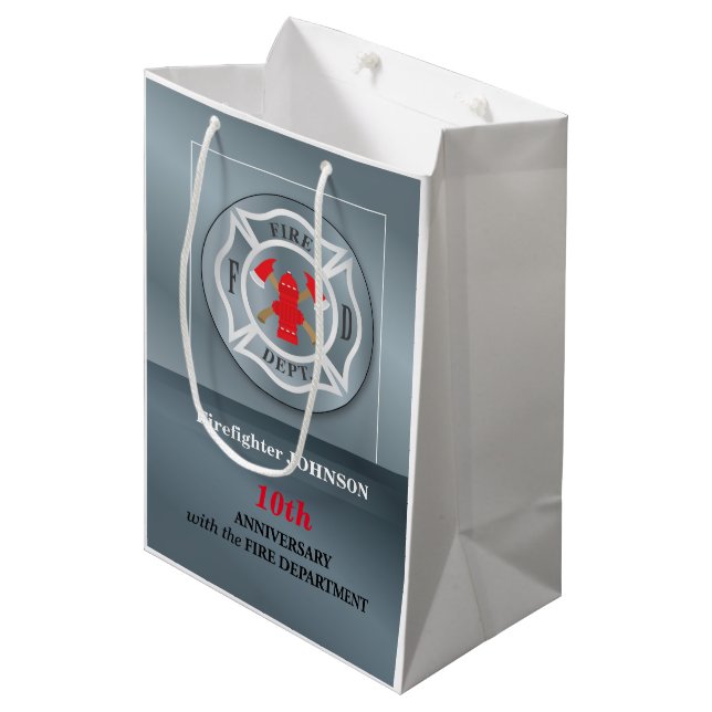 Angepasste, Jubiläumsfeier mit Feuerwehr Mittlere Geschenktüte (Vorderseite Schrägansicht)