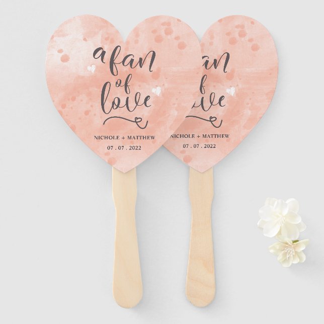Angepasste Liebe-Kalligrafie-Blush-Wasserfarbe Fächer (Vorne und Hinten)