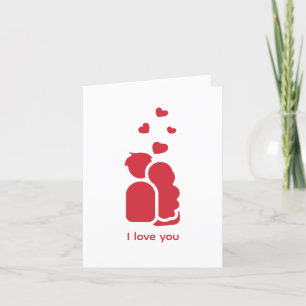 Angepasste Marke Red White Simple Couple and Heart Feiertagskarte