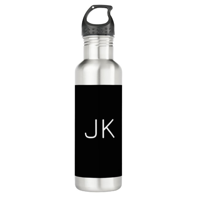 Angepasste minimalistische Initialnamen Edelstahlflasche (Vorderseite)