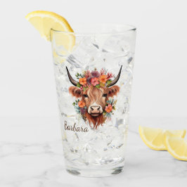 Angepasste moderne Hochland-Kuh Boho mit Blume Glas