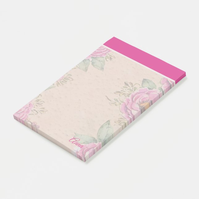 Angepasste moderne, lebendige rosa botanische Umge Post-it Klebezettel (angewinkelt)