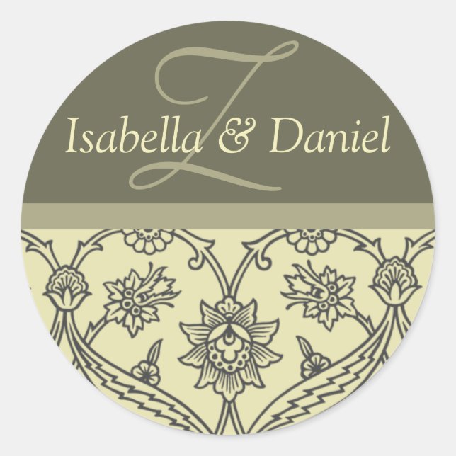 Angepasste Monogramm-Aufkleber für Umschläge Runder Aufkleber (Vorderseite)