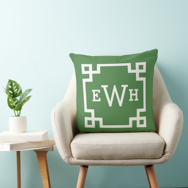 Angepasste Monogramm für den modernen grünen griec Kissen (Stuhl )