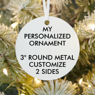 Angepasste Personalisiert 3" RUNDMETALLORNATION Ornament Aus Metall