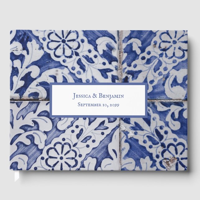 Angepasste Portugiesische Tiles Azulejo-Hochzeit Gästebuch (Vorderseite)
