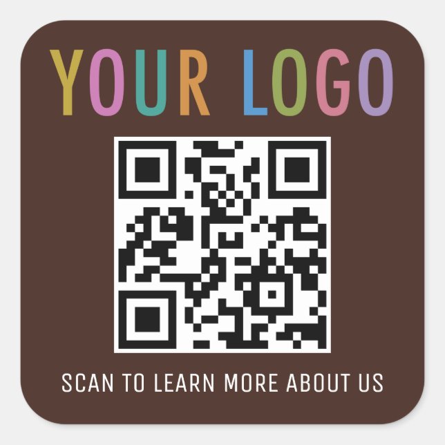 Angepasste QR-Code-Aufkleber mit Logoschokolade br Quadratischer Aufkleber (Vorderseite)
