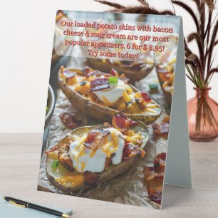Angepasste Restaurant Loaded Potato Skins Vorspeis Tischaufsteller