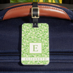 Angepasste Sage Green Weiße Blumen Gepäckanhänger