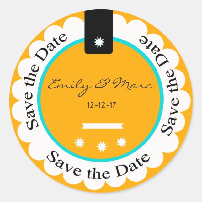 Angepasste Save the Date Round Stickers (Vorderseite)