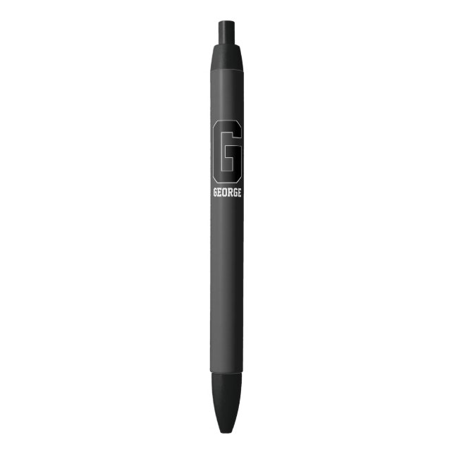 Angepasste Schwarz-weiße Personalisierte Monogramm Kugelschreiber (Vorderseite Vertikal)