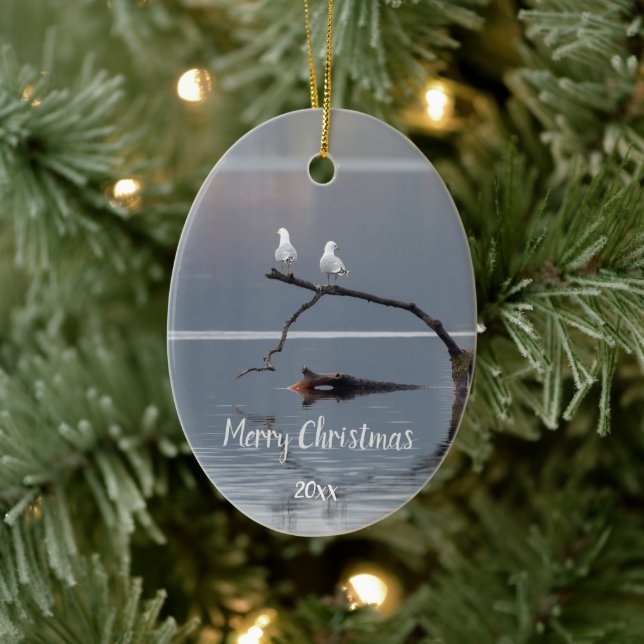 Angepasste Seagulls Bird Animal Wildlife Keramik Ornament (Baum)