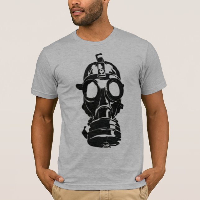 Angepasste T-Shirt der Männer des Gasmaske-Graus (Vorderseite)