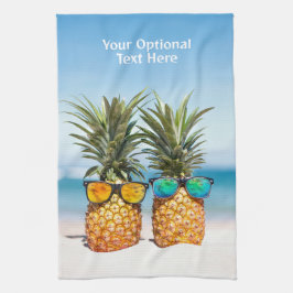 Angepasste Text-Beach-Ananas Geschirrtuch
